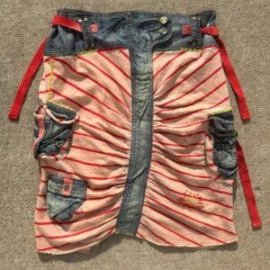 Y2K rare we r just angels denim bedazzled cargo pocket midi skirt intricate